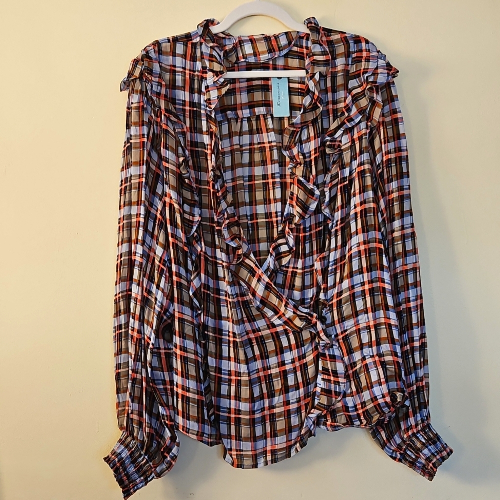 Anthropologie Maeve Ruffled Surplice Blouse Size 26W